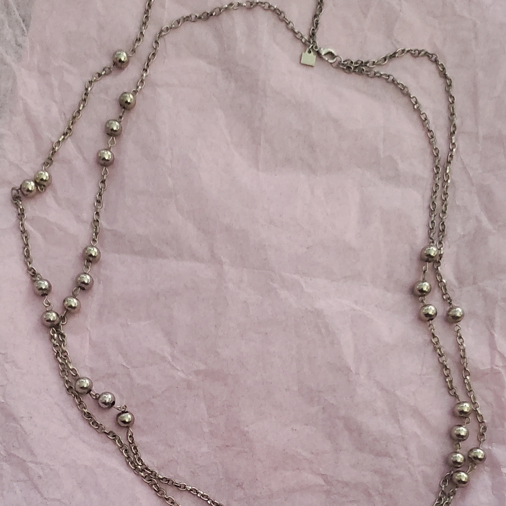 Vintage Banana Republic Silver Tone Beaded Necklace